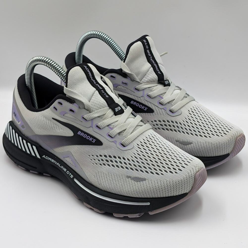 Brooks Adrenaline GTS 23 Grey Black Purple Women 7 Wide D (UK 5) Running Shoes